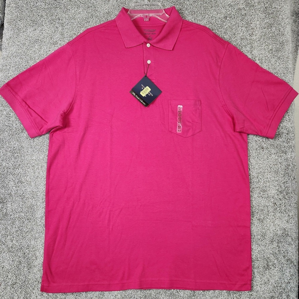 Roundtree & Yorke Polo Shirt Mens XLT Pink Silky Finish Short Sleeve Big & Tall